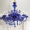 Lampadario di cristallo moderno di colore blu Decorazioni per la casa per sala da pranzo Apparecchi di illuminazione per la camera da letto del negozio di abbigliamento per la casa