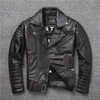 Giacca da uomo in vera pelle sintetica Vera pelle bovina naturale Giacche stile moto Moto Biker Racer Cappotto sottile Pelle di vitello spessa SXL 231214