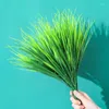 Decorative Flowers Artificial Plants Simulation Lifelike 5pcs 7-Fork Plastic Spring Grass Flower Arrangement Green Home Garden Decor