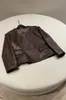 Women's Leather Heavy Duty V-neck Sheepskin Short Jacket Casual Fashion 2024 Fall