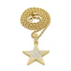 New Bling Bling Gold Star Pendant Necklace Hiphop Long Chains Necklaces for Men Women Punk Jewelry Gifts3141