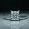 Tamanho 4-11 princesa corte 1ct topázio jóias de luxo simulado diamante pedras preciosas casamento noivado banda anéis de dedo para mulher lo208n