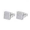 Orecchini a bottone Anziw Uomo Hiphop Square Argento sterling 925 Pavimenta Micro-Set Moissanite Taglio rotondo 1mm Per le donne Gioielli per piercing all'orecchio