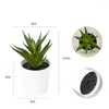 Decorative Flowers 1pc Mini Artificial Plant Potted Green Succulent Bonsai White Pot For Wedding Party Decoration Office Desktop Home