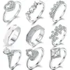 Anillos de banda 2023 Nuevo anillo de mariposa de plata esterlina S925 con circón de alta calidad Diamante completo de una sola fila Corazón Amor Anillo de mujer 18k Oro. Alta calidad