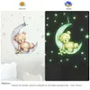 Tiny Cute Luminous Wall Stickers Teddy Bear on the Moon Stars Glow in the Dark Wall Decals for Kids Room Baby Nursery Home Decor