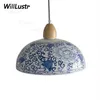 China Pendant Light Blue and White Porslin Suspension Lamp Restaurant El Store Shop Office Loft Dinning Room Handgjorda keramik251h