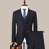 Herrenanzüge 2023 Herren formelle Business-Bräutigam-Hochzeit 3-teiliges Blazer-Set / männlicher Anzug schmale Zwei-Knopf-Jacke, Hose, Weste, Hose, Weste