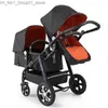 Strollers# 2023 New twin stroller baby stroller folding stroller Twins baby carriage Double Seat stroller travel pushchair high landscape Q231215