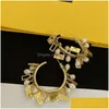 Charme Mulheres Designer Ear Studs Ouro Sier Marca de Luxo Carta Peal Hoop Brincos Estilo Simples Jóias Grande Círculo F Brinco Para Lady P Otuab