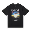 Purple Designer Purple T-shirt Purple Mens High Street Couple Luxury Lettre de luxe Tee Womens All-Match Tissu lavé Tissu imprime Black Blanc White Casual Fashion Shirt