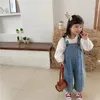 Jumpsuits Korean style Spring Kids Children Oversized Wide Leg Denim Overalls Baby Clothes Boys Girls Loose All match Casual Pants 231214