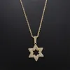 Bijoux Hip Hop Fashion pour hommes Crystal Iced Out Star of David Symbol Pendant Full Diamond Star Collar Collier Ornement