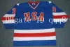 Anpassad 1980 USA K1 Jersey 21 Mike Eruzione 9 Neal Broten 28 John Harrington 16 Mark Pavelich 30 Jim Craig 10 Mark Johnson Hockey Jerseys