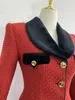 Two Piece Dress Early Spring Design Luxury Fashion Red Tweed Short Coat Jacket Women Suit Pink Ladies Temperament Elegant A-Line Skirt Set 231215