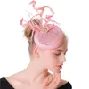 Women Feather Mesh Floral Hair Fascinator Handmade Wedding Accessories Evening Party Elegant Caps Ladies With Headpiece