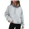 Lu-88 Yoga Half Zip Hoodie Jacket Designer Sweater Mulheres Definir Treino Esporte Casaco Fitness Activewear Top Sólido Zipper Moletom 56 796