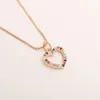 Pendant Necklaces MHS.SUN Est Hollow Heart Necklace Mosaic Colorful Zircon Gold Plated Jewelry For Women Valentine's Day Gift