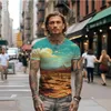 Camisetas masculinas Verão -Camisa Desert Landscape 3D Impresso Férias e Lazer Moda