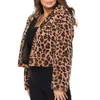 سترات نسائية Feitong 2023 Fashion Win Winter Leopard Hoodie Faux Fur Fur Long Cardigan Stack