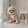 Pet ClothingIns Pink Plaid Blue Plaid cardigan autumn winter warm small medium-sized dog cat sweater pet warm Dog Apparel