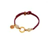 Link Bracelets Red String Gold Color Hetian Jade For Women's Frosted Fashion Jewelry Happiness&Retro Girls Ladies Gifts Drop