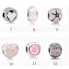 925 Sterling Silver Fit Women Charms Armband Beads Charm Pendant Pink Hearts Love