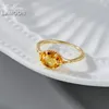 Anneaux de mariage LAMOON Vintage Bijou bague de fiançailles de mariage pour les femmes naturel Citrine pierres précieuses anneaux 925 en argent Sterling plaqué or bijoux 231214