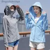 Andra kläder UV Sun Protection Clothes Women Hooded Thin Coat Long Sle Breattable SunSn Jacket Summer Fe Short Hoodie Shirtsl231215