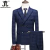 Men s Tracksuits Jacket Vest Pants S 5XL Brown Retro Plaid Suit Spring and Autumn British Style Mens Groom Wedding Dress Classic 3Pcs 231214