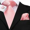 Neckband Hittie Coral 85 cm Men's Hanky ​​Cufflinks Set Large Silk For Men Pink Plaid Luxury Wedding Party Slitte 231214