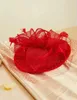 Rouge Sinamay Tea Party Fascinator pour femmes Kentucky Derby chapeau pilulier pince à cheveux Cocktail robe de mariée bandeau