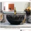 Sink Faucet Sets Porcelain Handmade Chinese Bathroom Ceramic Art Hand Wash Basin Sinks Black Colorgood Qty Qpjfw Drop Del Homefavor Dhh76