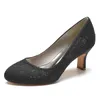 Dress Shoes Minishion Low Heel For Wedding Bridal Slip-on Lace Formal Party Evening Pumps JY151