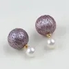 Dangle Earrings Good Quality Carved Natural Purple Freshwater Edison Pearl 925 Sterling Silver