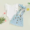 Clothing Sets Citgeett Summer Infant Newborn Girl Outfits Flying Sleeve Solid Color Romper + Suspender Buttons Shorts + Hairband Clothes Set