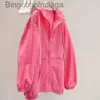 Others Apparel Fashion Fluorescent Hooded Jacket Women Sun Protection Clothing Korean Loose Thin Sunsn Outwear Casual Zipper Basic CoatL231215