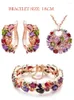 Necklace Earrings Set European And American Jewelry Fashion Droplet Crystal African Bridal Colorful Zircon Three Piece