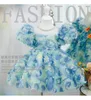 Kız elbiseler çocuklar butik giyim bebek gece elbisesi 2023 yaz sonbahar düz renk tatlı moda all-mwch peri prenses