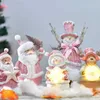 Rosa natal boneco de neve papai noel estatueta com luzes led do feriado decoração de natal 2022 decoração de ano novo ornamento do quarto casa 294w