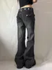 Jeans da donna IAMSURE Stile Safari Decorazione con bottoni Pantaloni larghi a vita bassa larghi di base Donna 2023 Autunno Inverno Streetwear Donna