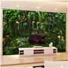 Wallpapers Custom P O Wallpaper Mural Papel De Parede Tropical Rainforest Flower Plant Green Leaf Bedroom Wall Painting Hom Homefavor Dh6Cg