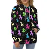 Dameshoodies Ballonboeket Casual Kleurrijke Print Y2k Design Losse Hoodie Winter Lange Mouw Hip Hop Oversized Kleding