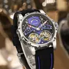 Montres-bracelets JINLERY Double Tourbillon Montre Pour Hommes Montre-Bracelet Mécanique De Luxe Étanche Horloge Relogio Masculino