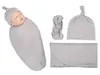 Couvertures 1Set Born Swaddle Wrap avec chapeau coton bébé bébé recevant couverture literie dessin animé mignon sac de couchage pour 0-6 mois