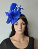 Розовая фуксия с перьями Fascinator Шляпы дерби в Кентукки Женская свадебная шляпа Sinamay для свадьбы на Кубок Мельбурна.