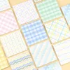 PCS/LOT Creative Lattice Stripe Memo Pad Sticky Notlar Sevimli n Kırtasiye Etiket Not Defteri Bookmark Post Okul Malzemeleri