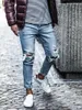 Mäns jeans 2023 Fashion Street Style Ripped Skinny Men Vintage Solid Denim Trouser Mens Casual Slim Fit Pencil Pants 231214