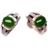 Anelli a grappolo Uomo Moda Anello di giada per festa 8mm 10mm Naturale cinese 925 gioielli in argento regalo fidanzato