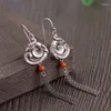 Boucles d'oreilles pendantes en argent S925 pour femmes, mode nationale, vent, restauration des anciennes manières, pompon de paon, vente en gros